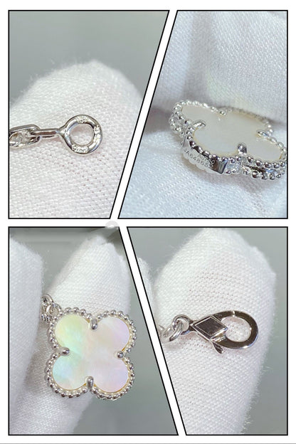 [BIJOUX]CLOVER 5 MOTIF WHITE MOP SILVER BRACELET