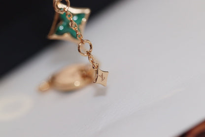 [BIJOUX]STAR AND SUN 4 MOTIF PINK GOLD MALACHITE BRACELET