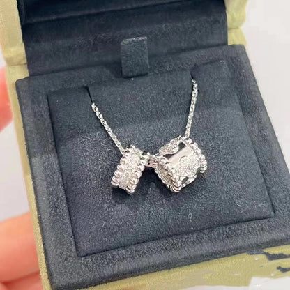 [BIJOUX]PERLEE DOUBLE PENDANT SILVER DIAMOND NECKLACE