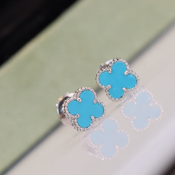 [BIJOUX]CLOVER MINI TURQUOISE SILVER STUD EARRINGS