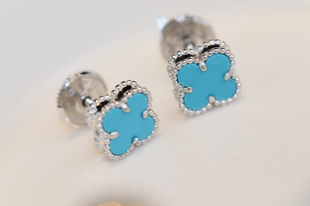 [BIJOUX]CLOVER MINI TURQUOISE SILVER STUD EARRINGS