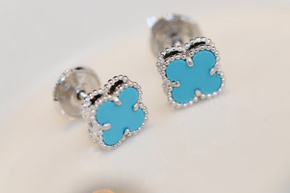 [BIJOUX]CLOVER MINI TURQUOISE SILVER STUD EARRINGS