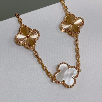 [BIJOUX]CLOVER BRACELET 5 MOTIF WHITE MOP PINK GOLD