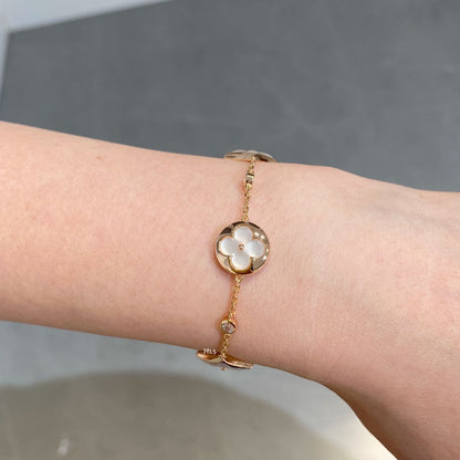 [BIJOUX]STAR AND SUN 4 MOTIF WHITE MOP PINK GOLD BRACELET