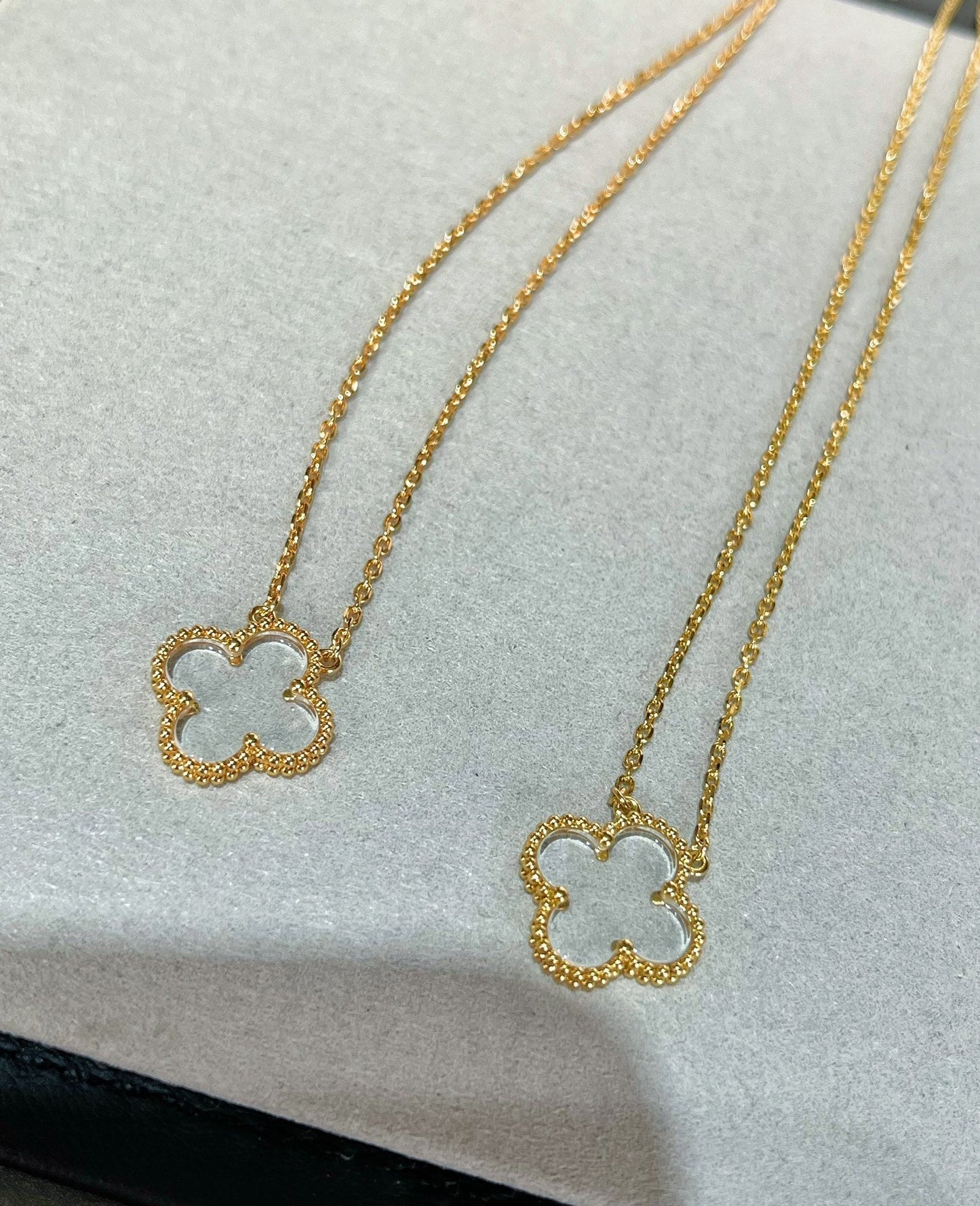 [BIJOUX]CLOVER ROCK CRYSTAL ROSE GOLD NECKLACE