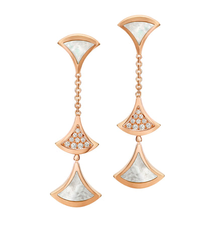 [BIJOUX]BOUCLES D'OREILLES DREAM 3 MOTIFS DIAMANT NACRE OR ROSE