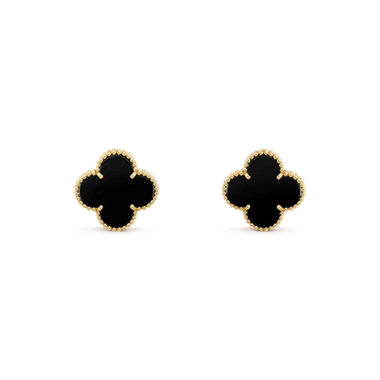 [BIJOUX]CLOVER MEDIUM 1 MOTIFS  ONYX STUD EARRINGS