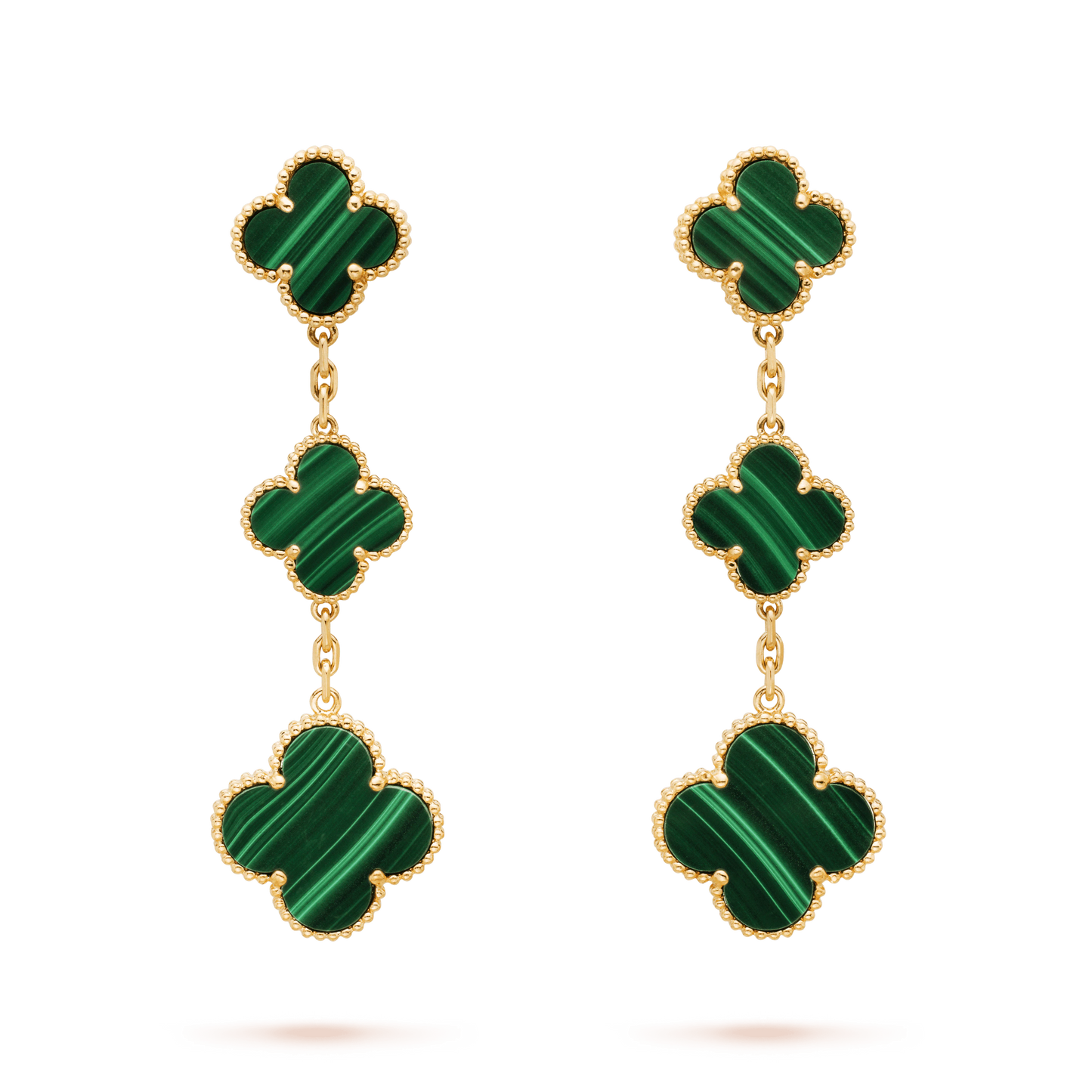 [BIJOUX]CLOVER MALACHITE 3 MOTIFS GOLD