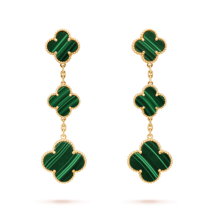 [BIJOUX]CLOVER MALACHITE 3 MOTIFS GOLD