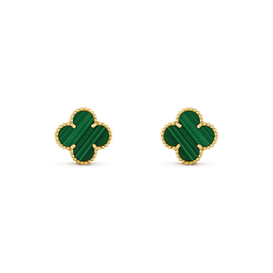 [BIJOUX]CLOVER MEDIUM 1 MOTIFS MALACHITE  EARRINGS