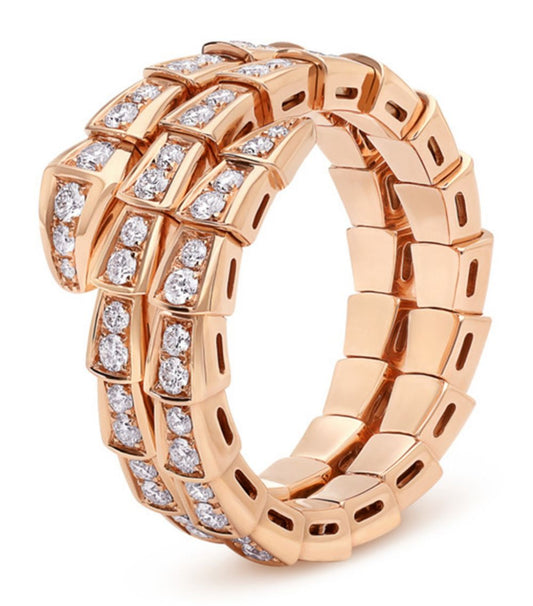 [BIJOUX]SERPENTI RING PINK GOLD DIAMOND DOUBLE ROW