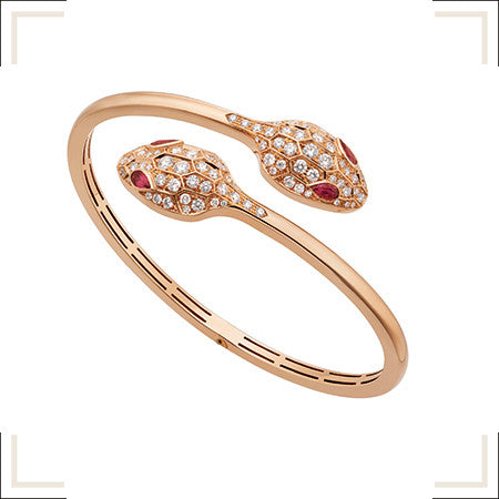 [BIJOUX]SERPENTI BRACELET PINK GOLD DIAMOND DOUBLE SNAKE