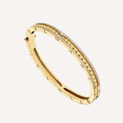 [BIJOUX]ZERO 1 SPIRAL AND PAVED DIAMOND GOLD BRACELET