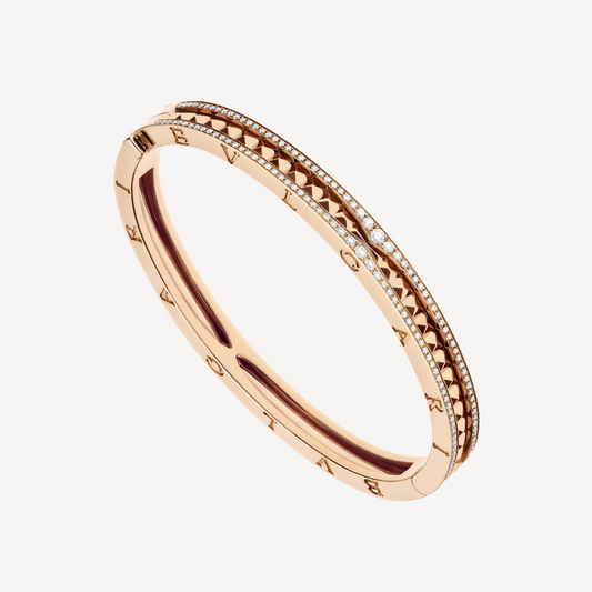 [BIJOUX]ZERO 1 SPIRAL AND PAVED DIAMOND PINK GOLD BRACELET