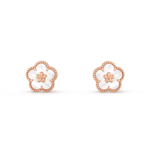 [BIJOUX]LUCKY PINK GOLD WHITE MOP EARRINGS