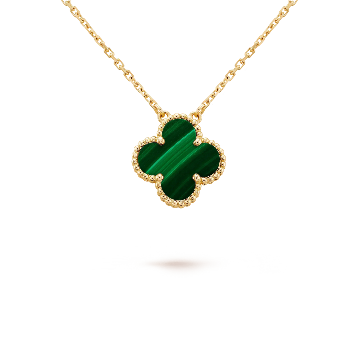 [BIJOUX]CLOVER 15MM MALACHITE SINGLE FLOWER  NECKLACE