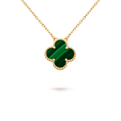 [BIJOUX]CLOVER 15MM MALACHITE SINGLE FLOWER  NECKLACE