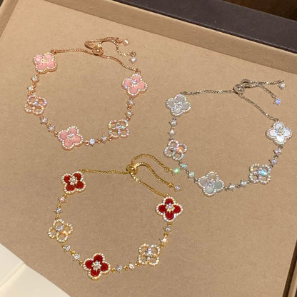 [BIJOUX]CLOVER 5 MOTIF PINK BLUE RED WHITE BRACELET