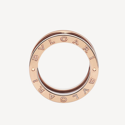 [BIJOUX]ZERO 1 FOUR-BAND LOOPS AND BLACK CERAMIC SPIRAL PINK GOLD RING