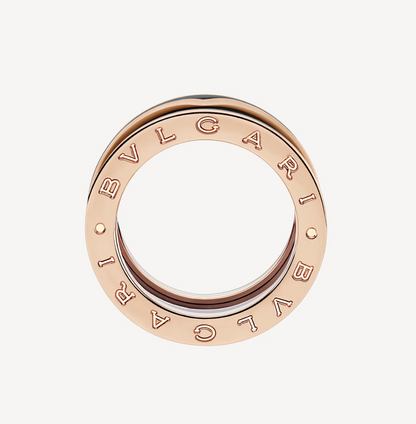 [BIJOUX]ZERO 1 BAGUE DEUX BANDES EN CÉRAMIQUE NOIRE MAT OR ROSE