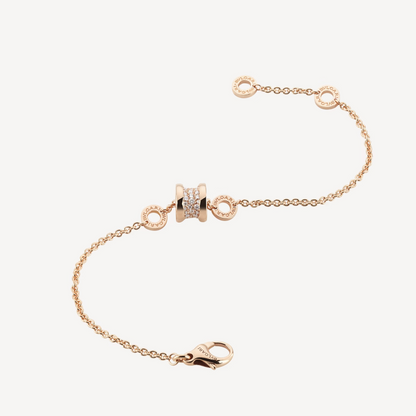 [BIJOUX]ZERO 1 SOFT PINK GOLD WITH PAVED DIAMONDS ON THE SPIRAL BRACELET