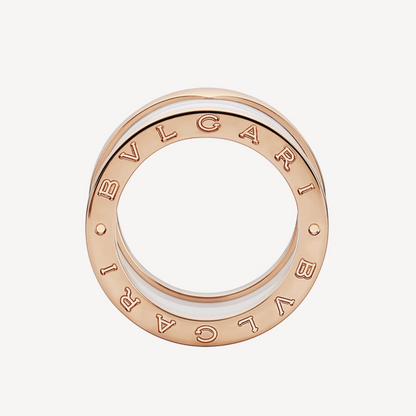 [BIJOUX]ZERO 1 FOUR-BAND LOOPS AND WHITE CERAMIC SPIRAL PINK GOLD RING