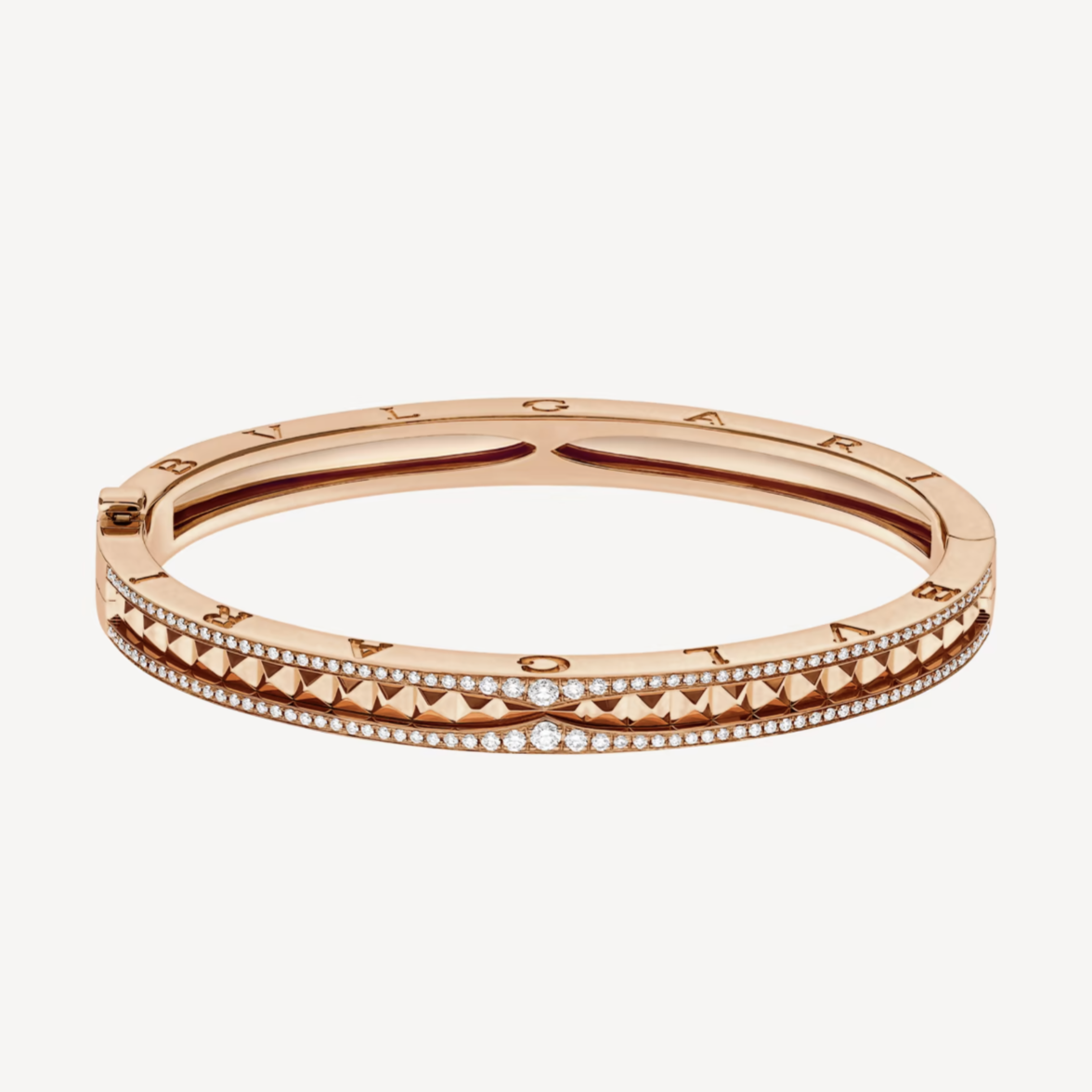 [BIJOUX]ZERO 1 SPIRAL AND PAVED DIAMOND PINK GOLD BRACELET