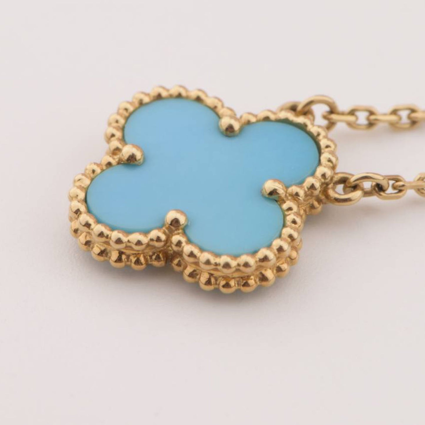 [BIJOUX]CLOVER 15MM VINTAGE TURQUOISE NECKLACE