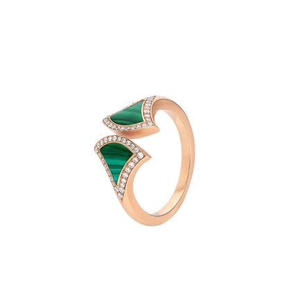 [BIJOUX]DREAM MALACHITE DIAMOND OPEN RING