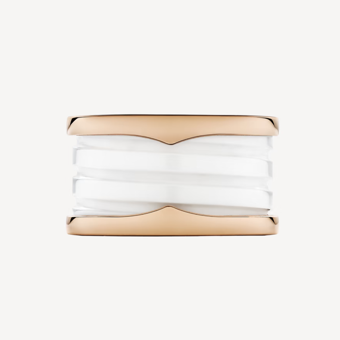 [BIJOUX]ZERO 1 FOUR-BAND LOOPS AND WHITE CERAMIC SPIRAL PINK GOLD RING