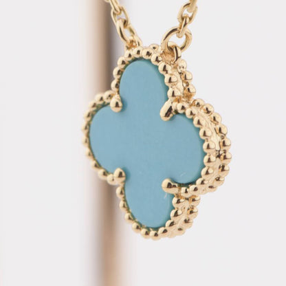 [BIJOUX]CLOVER 15MM VINTAGE TURQUOISE NECKLACE