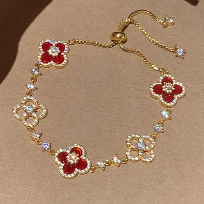 [BIJOUX]CLOVER 5 MOTIF PINK BLUE RED WHITE BRACELET