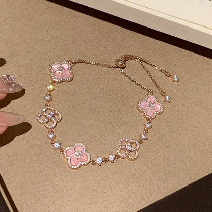 [BIJOUX]CLOVER 5 MOTIF PINK BLUE RED WHITE BRACELET