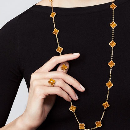[BIJOUX]CLOVER 20 MOTIFS TIGER EYE ROSE GOLD