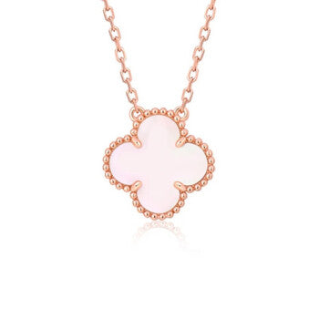 [BIJOUX]CLOVER 15MM PINK MOTHER-OF-PEARL SINGLE FLOWER NECKLACE