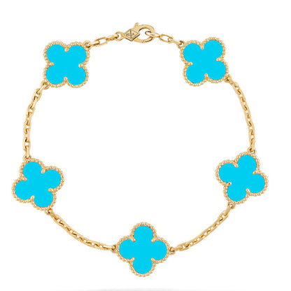 [BIJOUX]CLOVER 5 MOTIFS TURQUOISE BRACELET