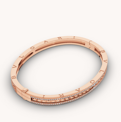 [BIJOUX]ZERO 1 SPIRAL AND PAVED DIAMOND PINK GOLD BRACELET