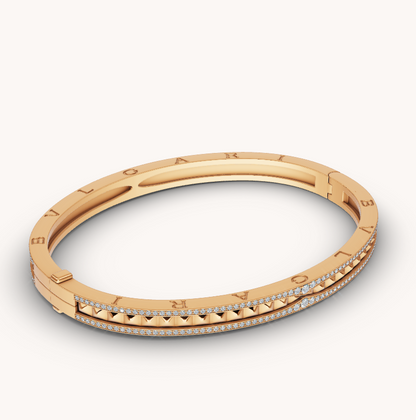 [BIJOUX]ZERO 1 SPIRAL AND PAVED DIAMOND GOLD BRACELET