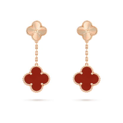 [BIJOUX]CLOVER 2 MOTIF  LASER CARNELIAN EARRINGS