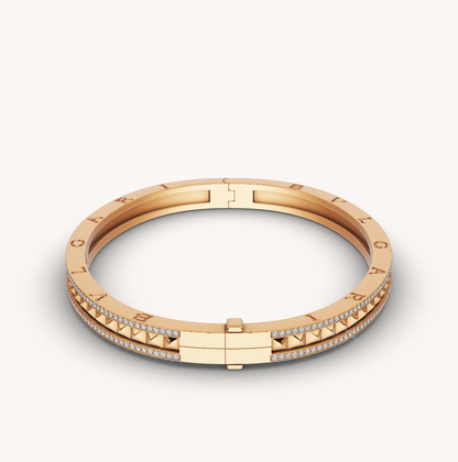 [BIJOUX]ZERO 1 SPIRAL AND PAVED DIAMOND GOLD BRACELET