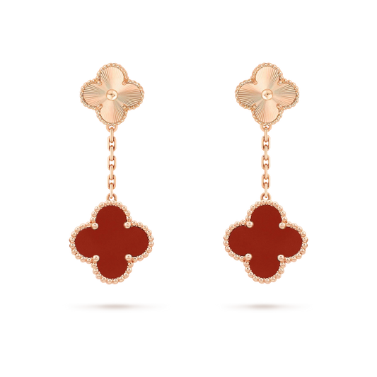 [BIJOUX]CLOVER 2 MOTIF  LASER CARNELIAN EARRINGS