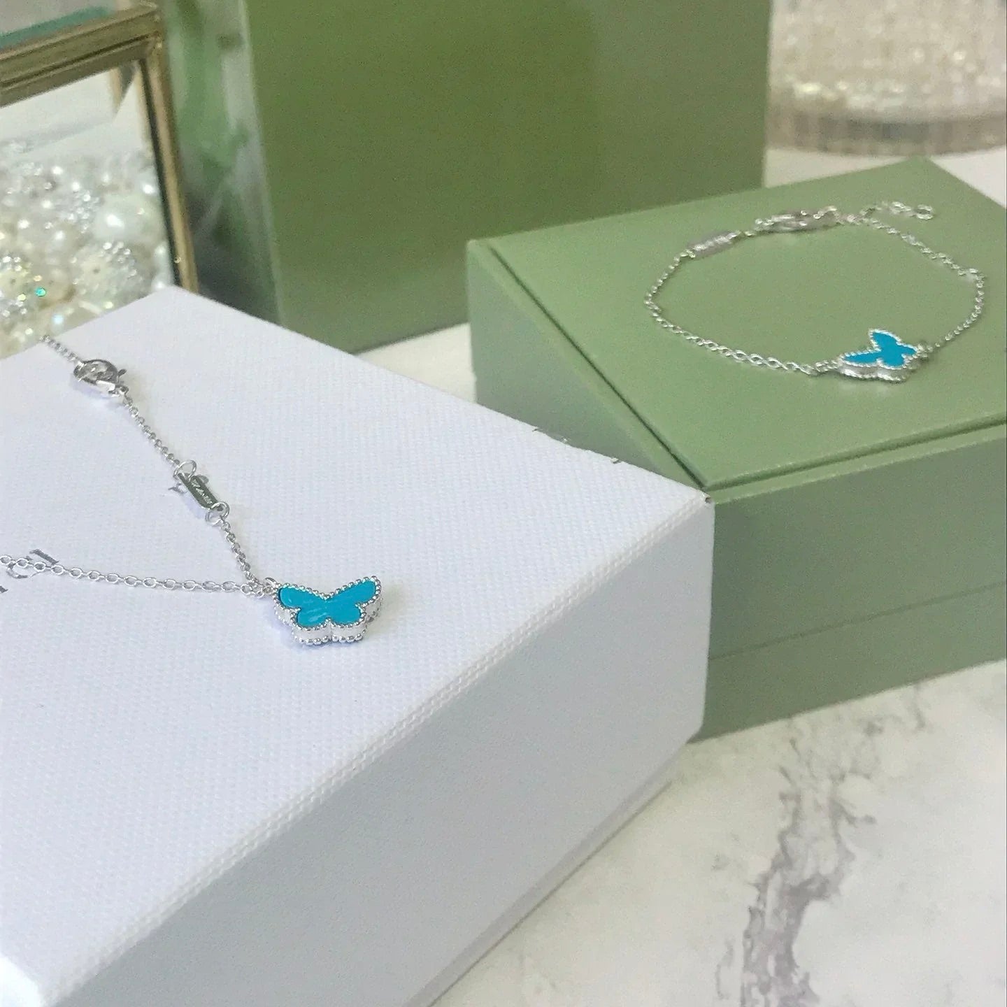 [BIJOUX]BUTTERFLY TURQUOISE BUTTERFLY BRACELET SILVER