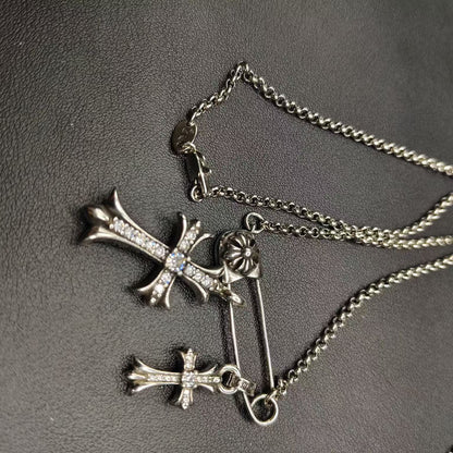 [BIJOUX] COLLIER CROIX CHROME ARGENT