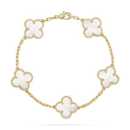 [BIJOUX]CLOVER  5 MOTIF WHITE MOP BRACELET