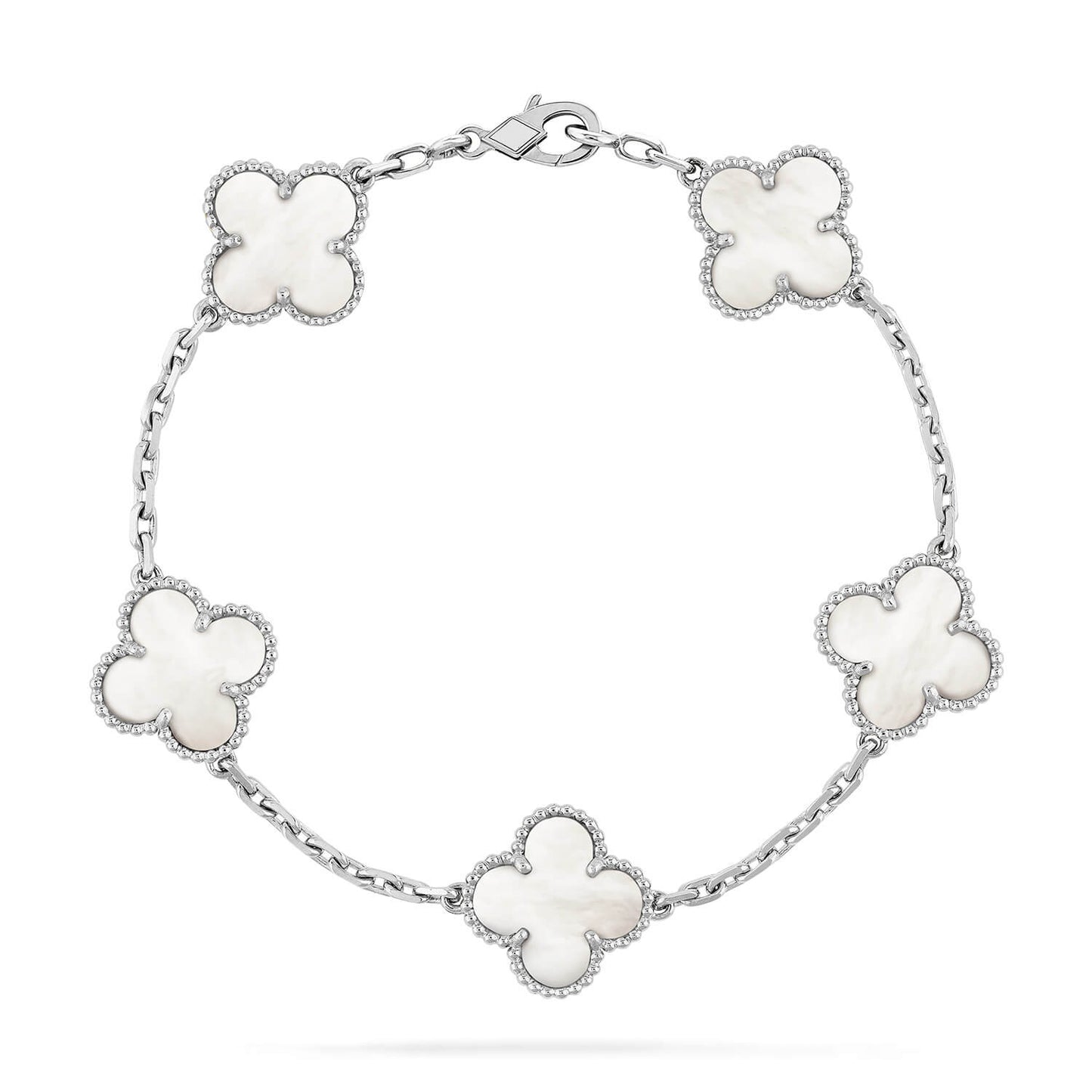 [BIJOUX]CLOVER SILVER MOP 5 MOTIF BRACELET