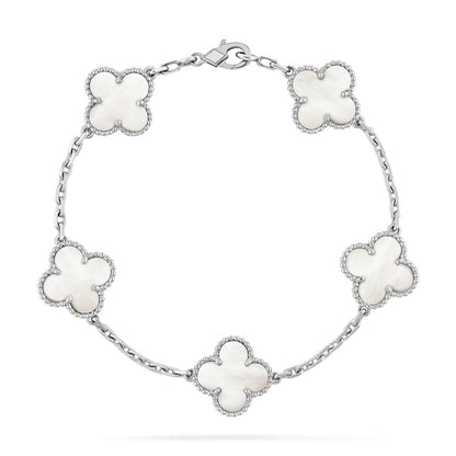 [BIJOUX]CLOVER SILVER MOP 5 MOTIF BRACELET