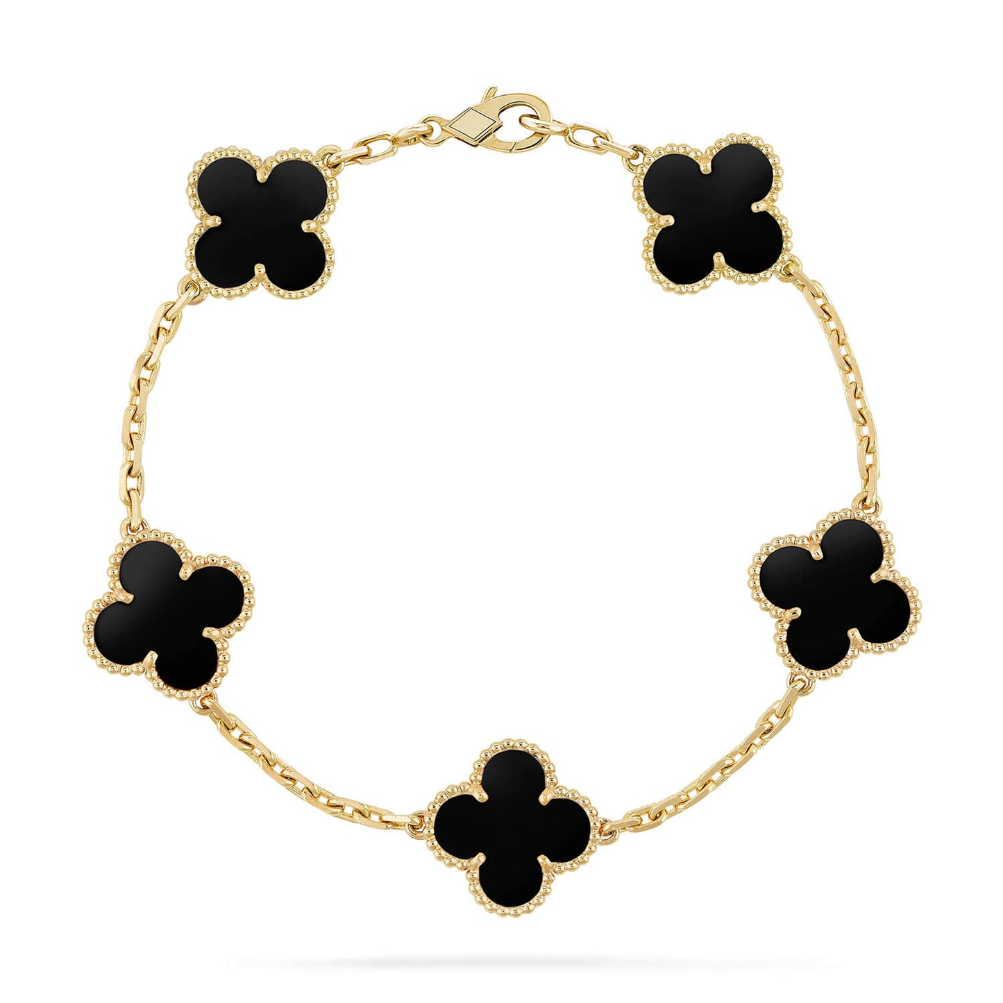 [BIJOUX]CLOVER  5 MOTIFS BLACK ONYX BRACELET