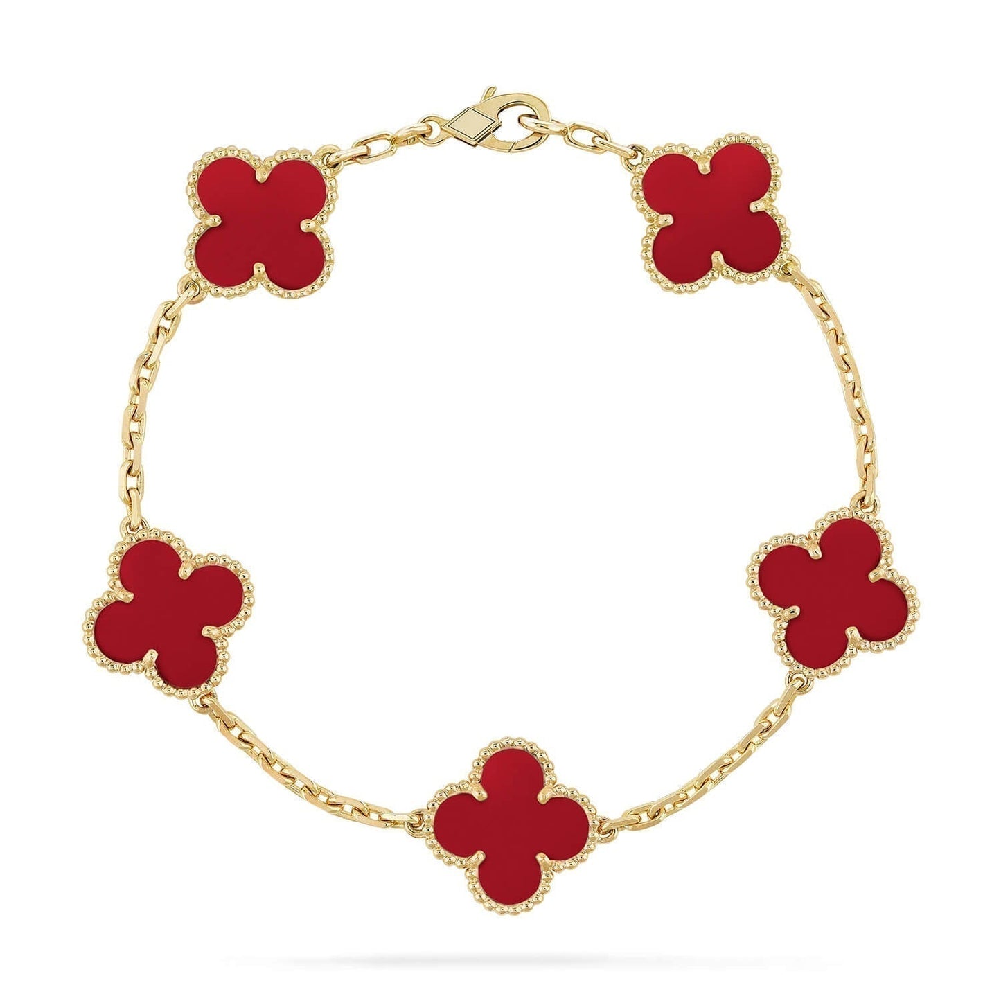 [BIJOUX]CLOVER 5 MOTIFS RED AGATE  BRACELET