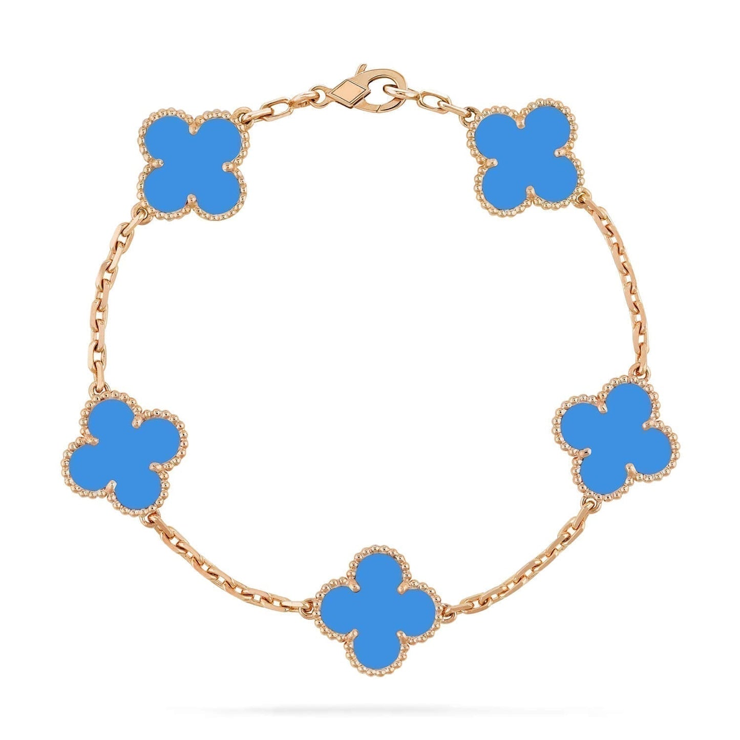 [BIJOUX]CLOVER 5 MOTIFS BLUE AGATE BRACELET