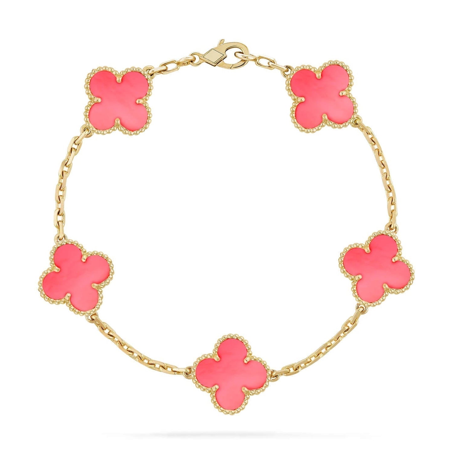 [BIJOUX]CLOVER 5 PINK MOP BRACELET